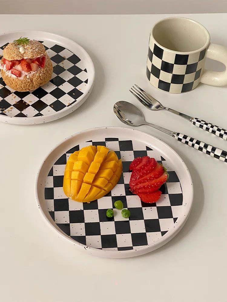 6 - Pack Modern Checkered Flatware Sets - Home Decor