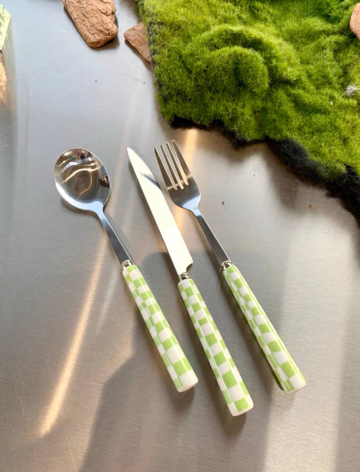 6 - Pack Modern Checkered Flatware Sets - Home Decor