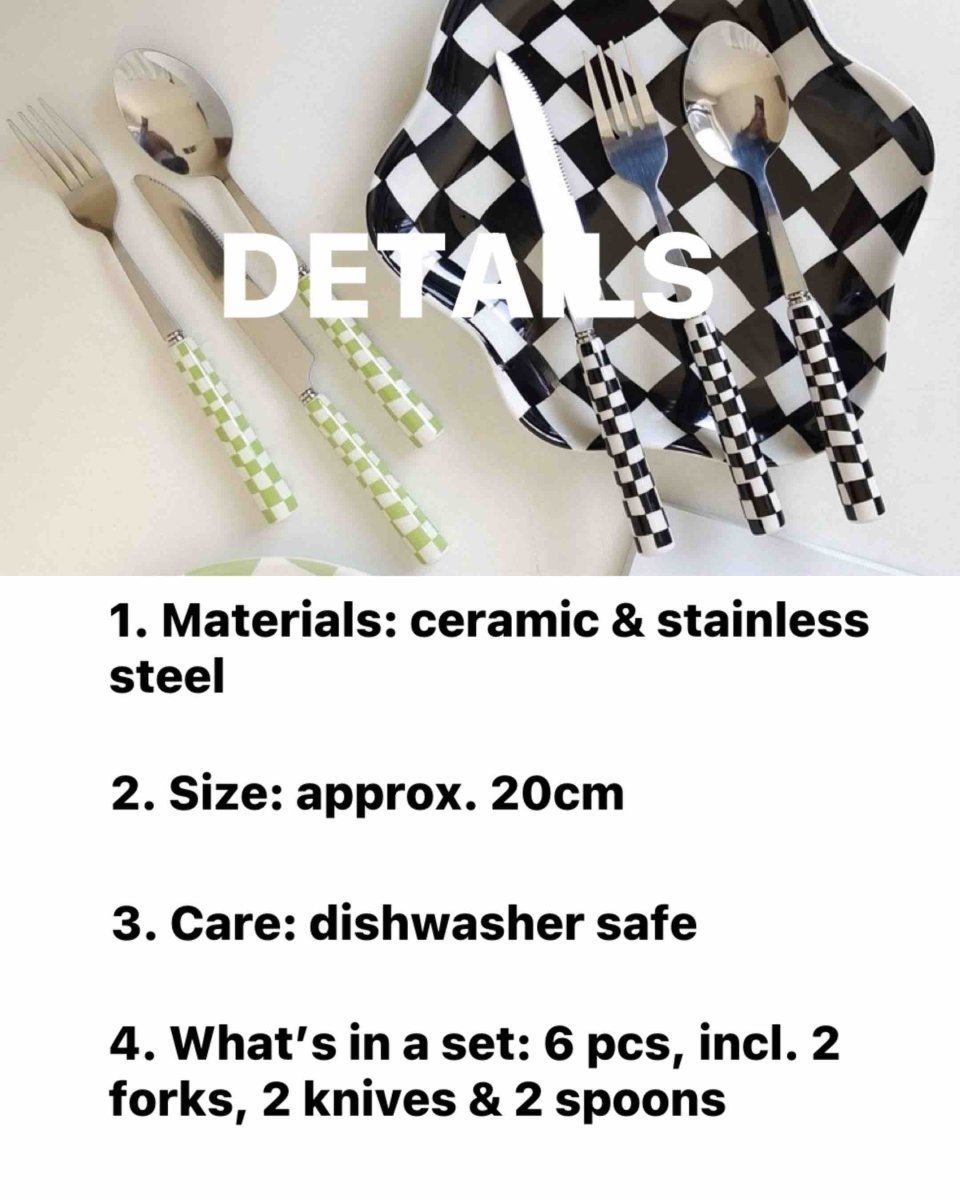 6 - Pack Modern Checkered Flatware Sets - Home Decor