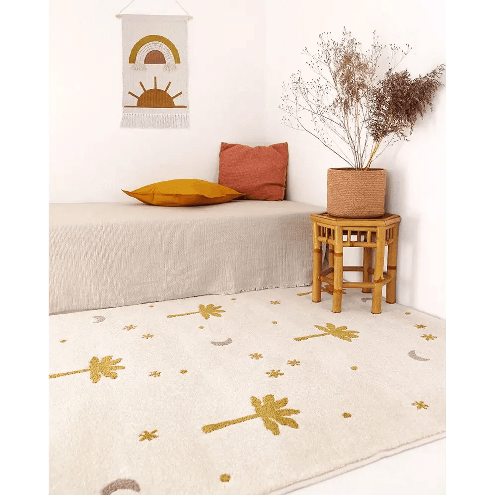 Alfombra petits palmiers LITTLE PALM MIEL - Polypropylene