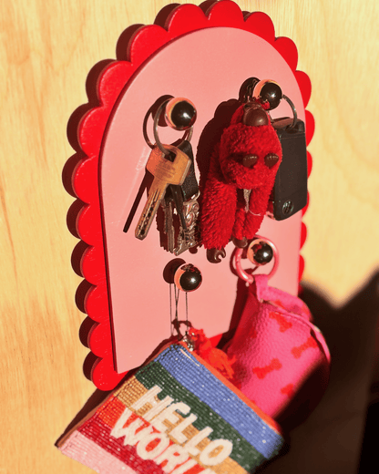 Colgador Llaves y Joyas en Madera - Diseño Colorido y Retro en Forma de Puerta con pétalos - Dopamine Concept Store