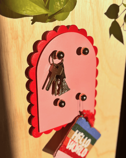 Colgador Llaves y Joyas en Madera - Diseño Colorido y Retro en Forma de Puerta con pétalos - Dopamine Concept Store