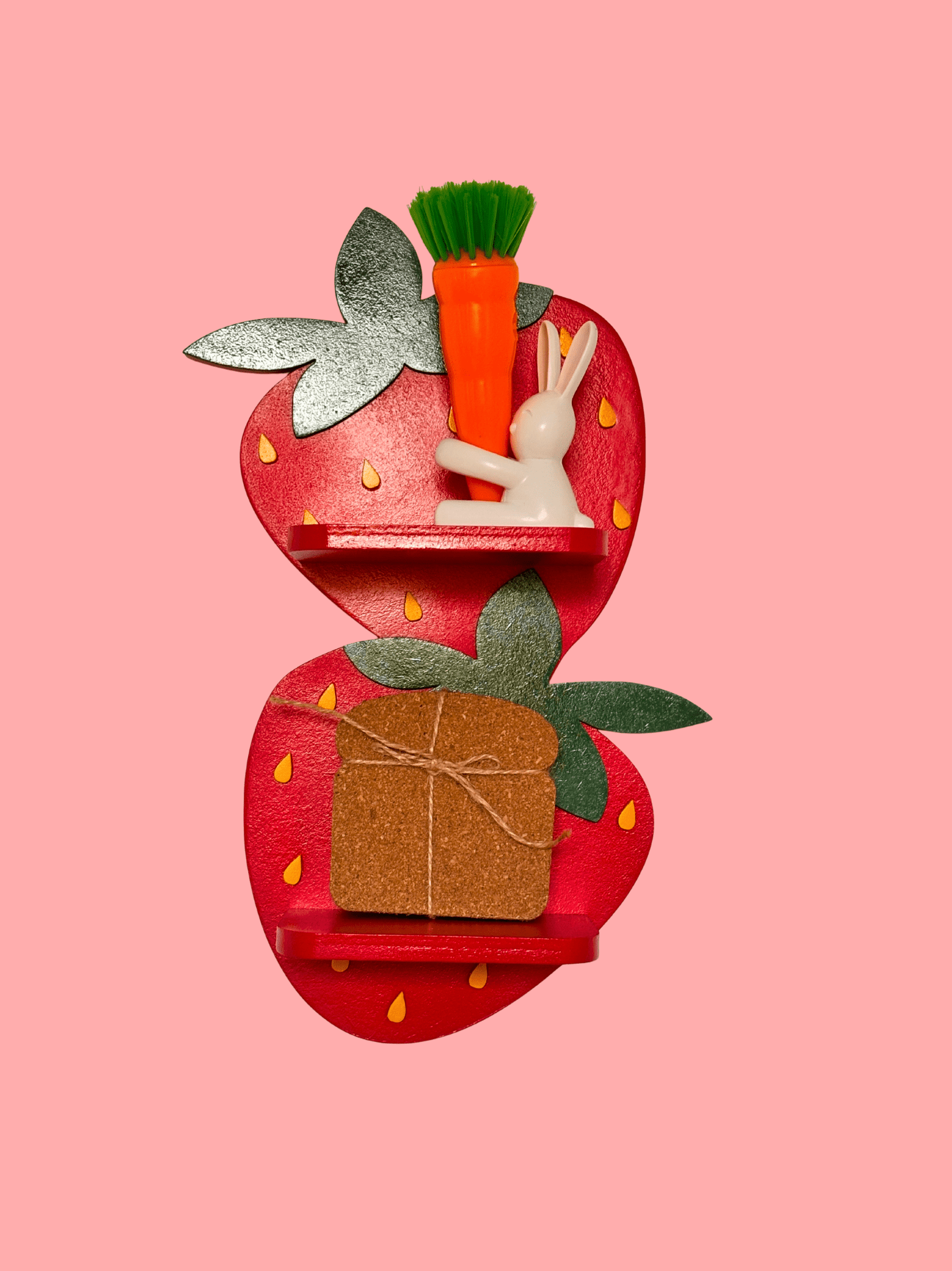Estantería Fresas | Decoración de Frutas para Cocina, Cuarto Infantil o Habitación | Dopamine Decor | Hecho a mano | Forma de Fresas Kawaii - Estantería