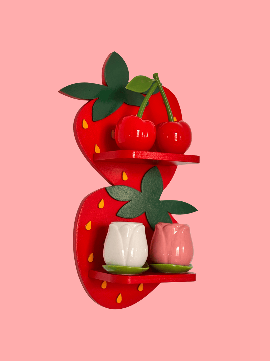 Estantería Fresas | Decoración de Frutas para Cocina, Cuarto Infantil o Habitación | Dopamine Decor | Hecho a mano | Forma de Fresas Kawaii - Estantería
