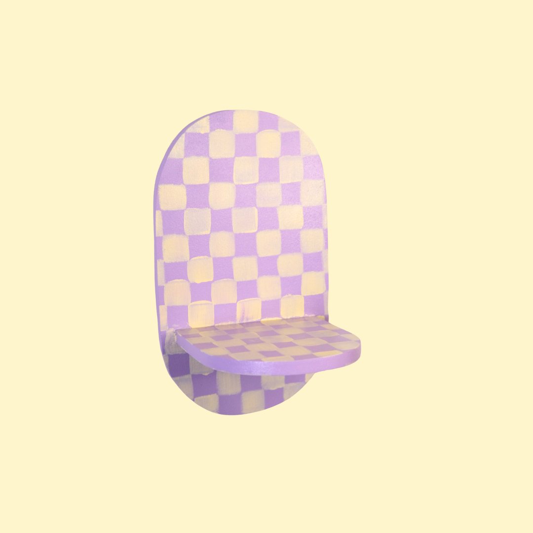 Estantería Oval Cuadros: Lila/Amarillo