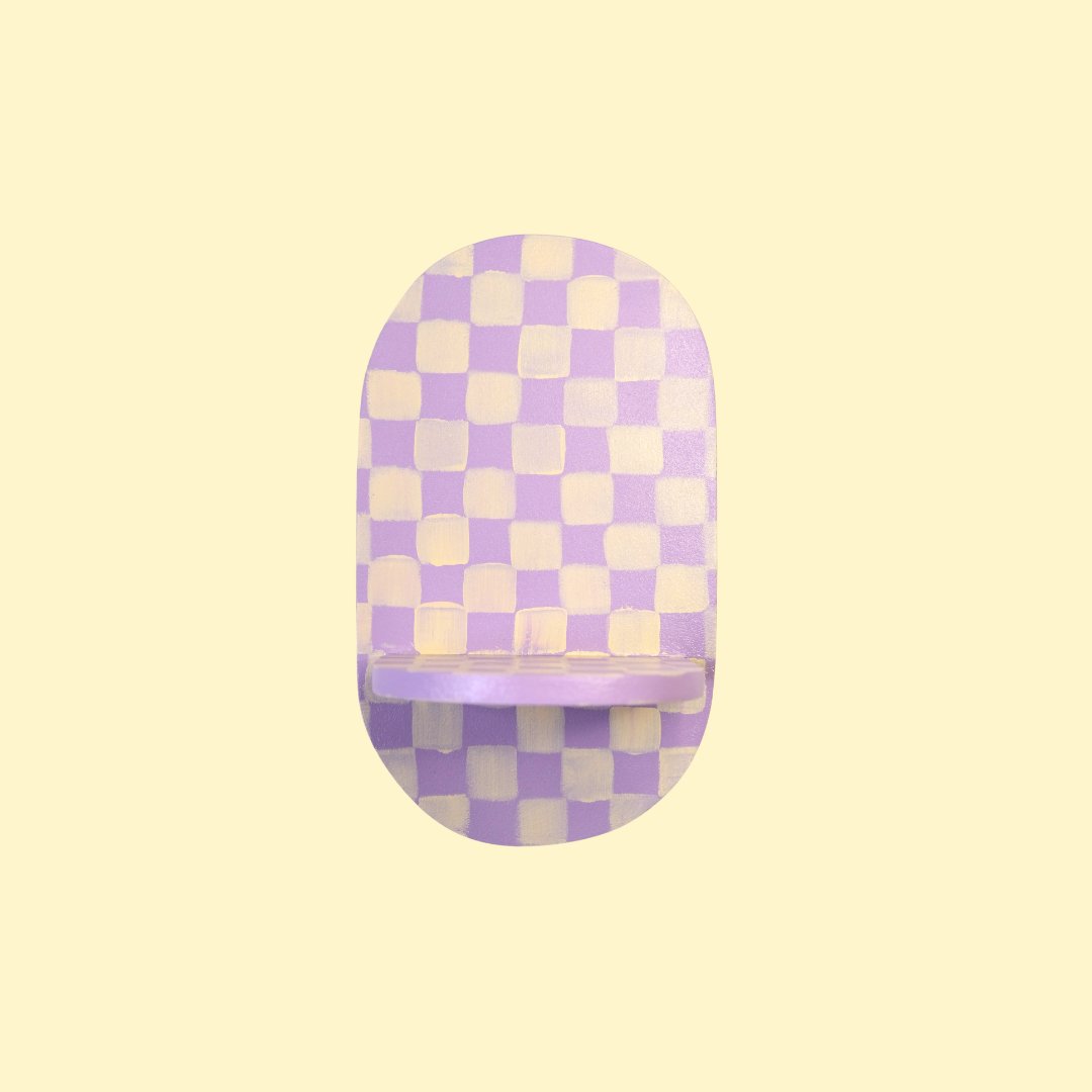 Estantería Oval Cuadros: Lila/Amarillo