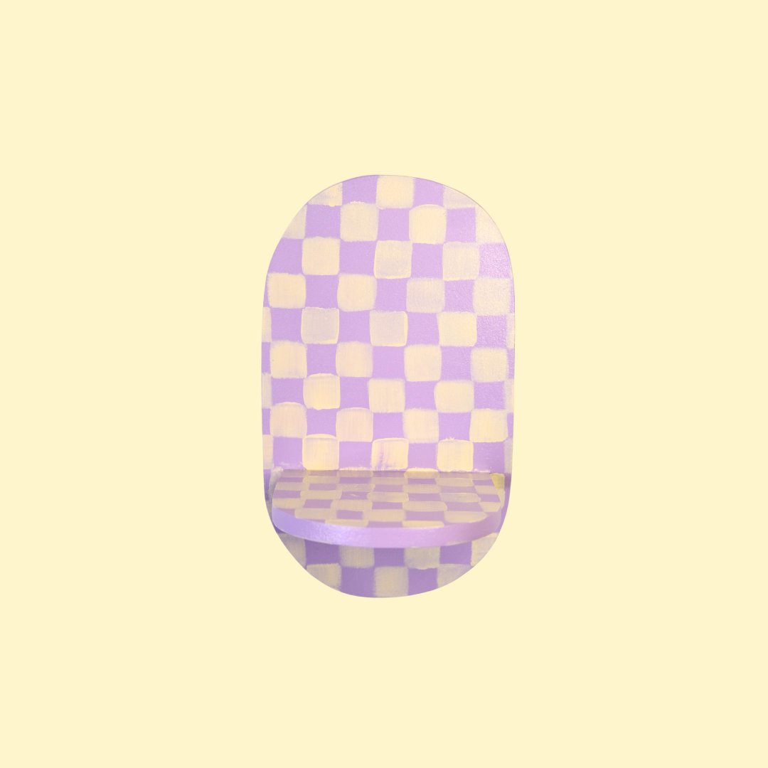 Estantería Oval Cuadros: Lila/Amarillo
