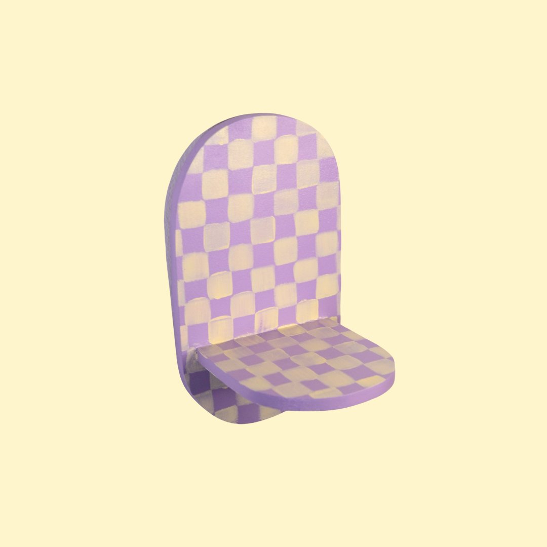 Estantería Oval Cuadros: Lila/Amarillo