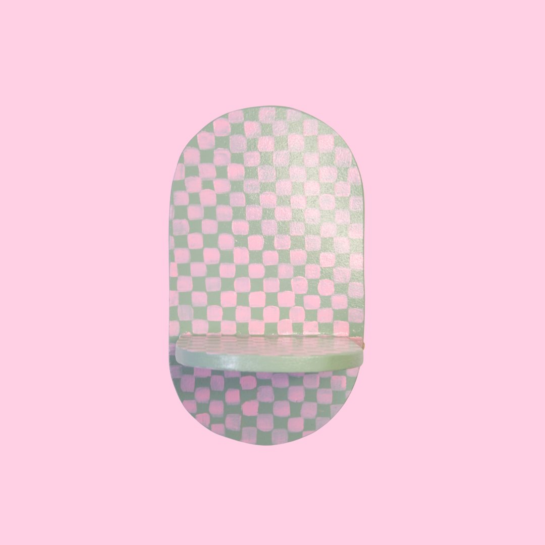 Estantería Oval Cuadros: Rosa/Verde