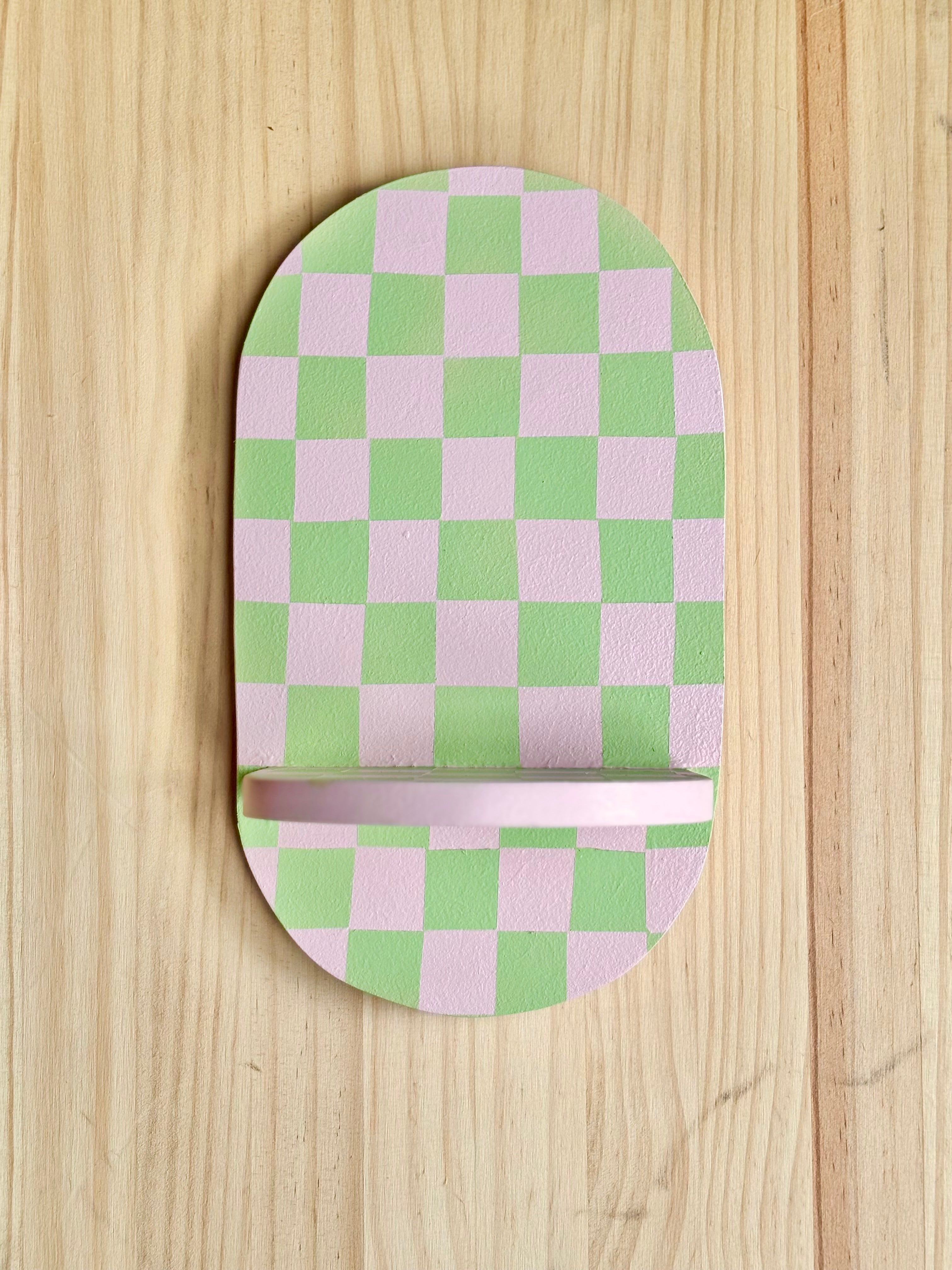 Estantería Oval Cuadros: Verde/Rosa