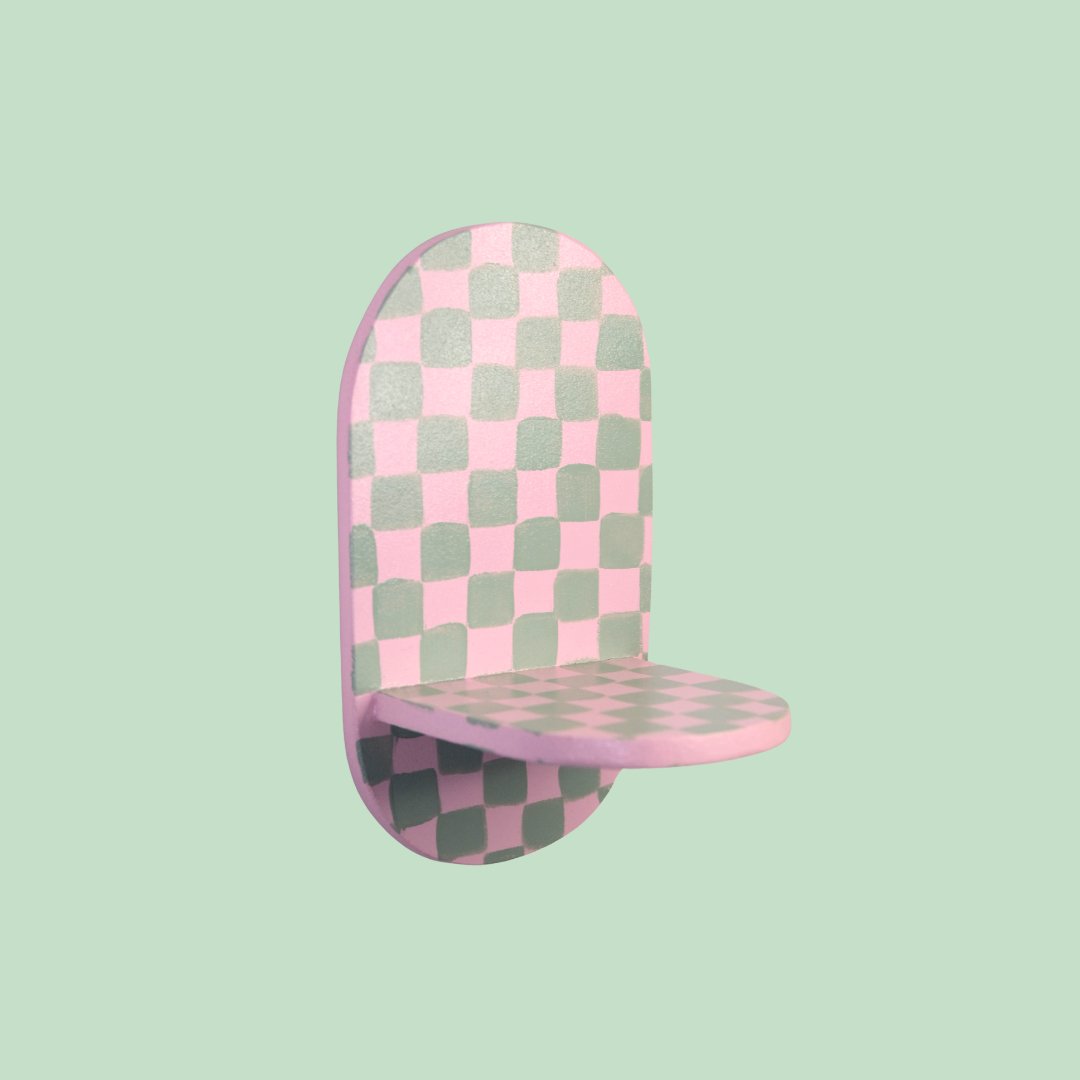 Estantería Oval Cuadros: Verde/Rosa