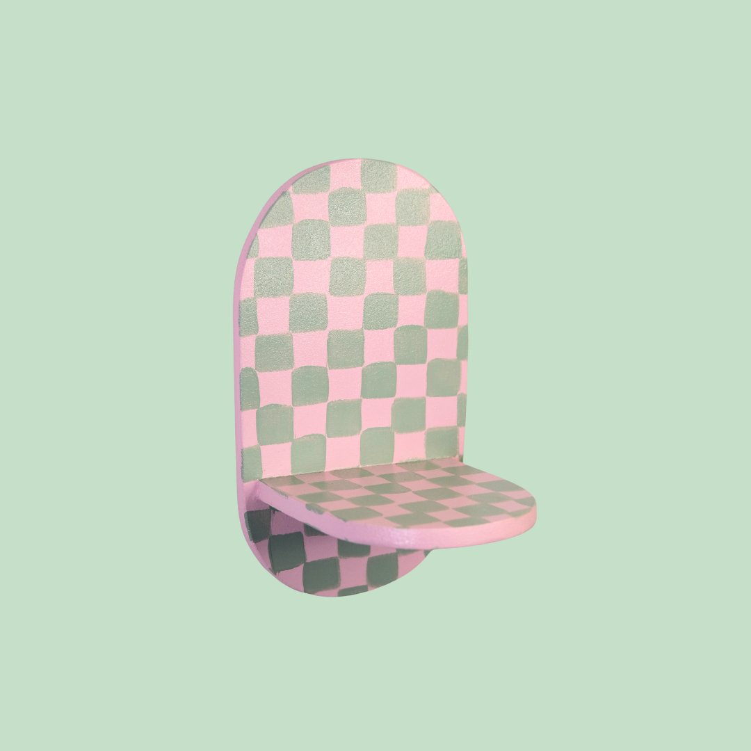 Estantería Oval Cuadros: Verde/Rosa