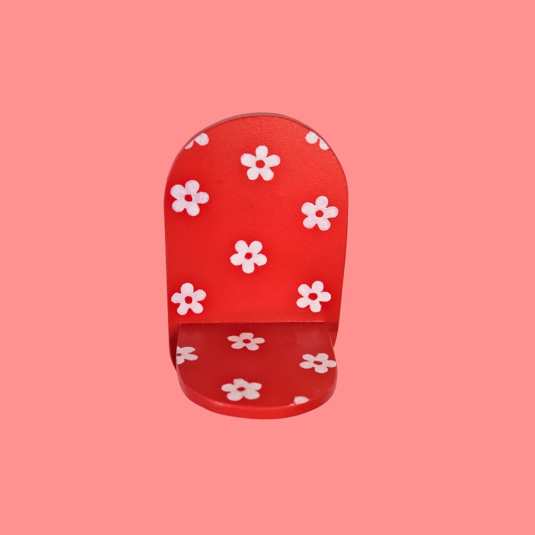 Estantería Oval Floral: Rojo/Blanco