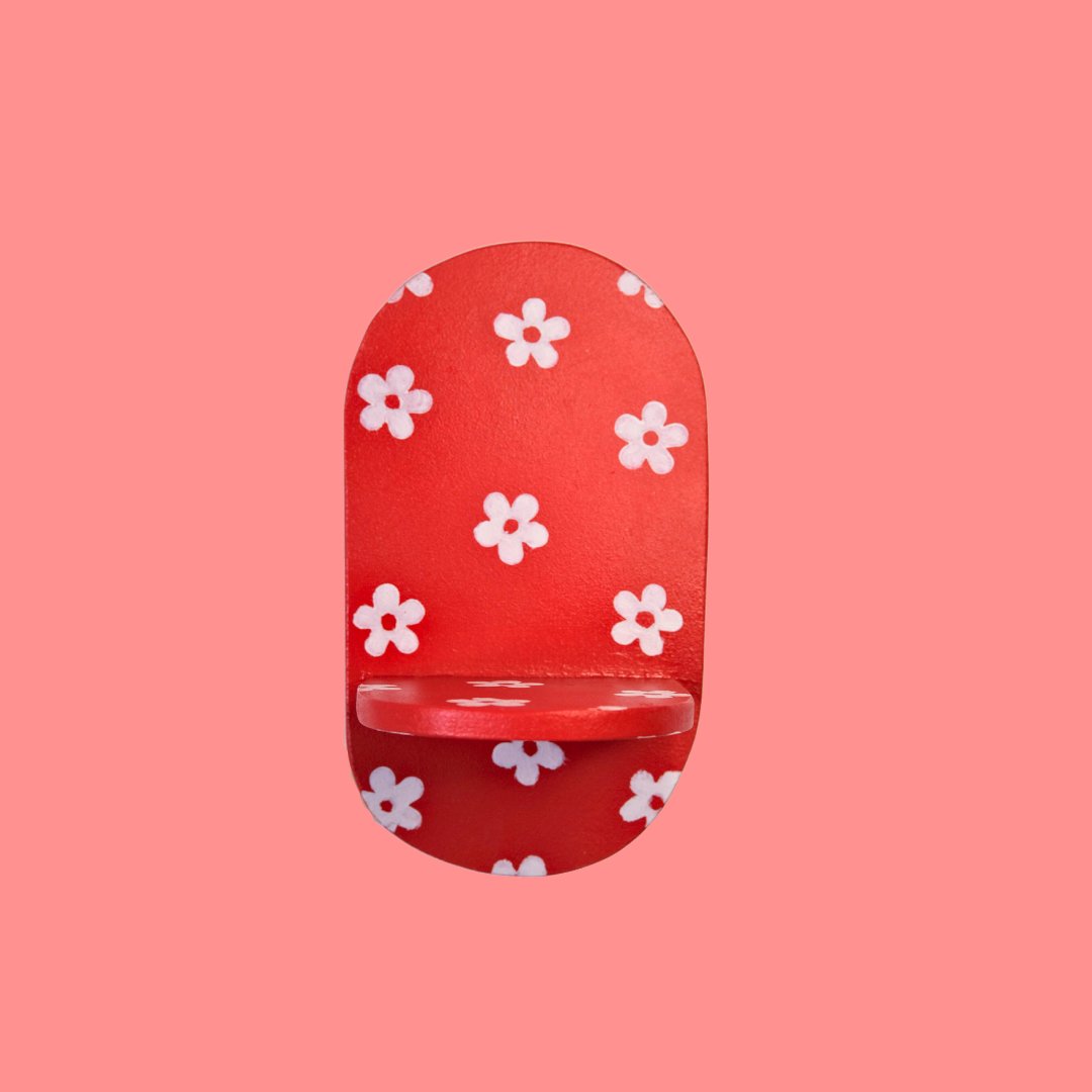 Estantería Oval Floral: Rojo/Blanco