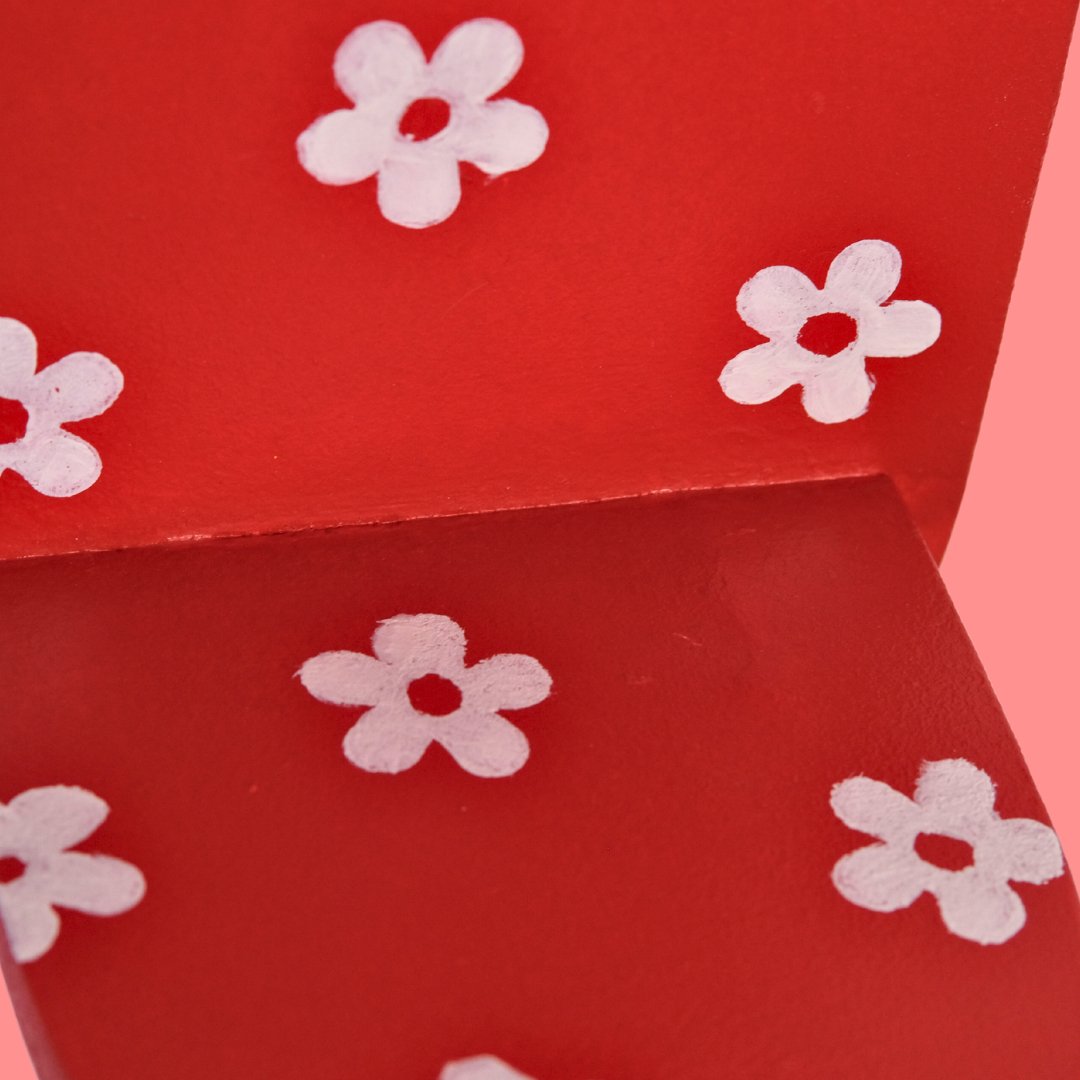 Estantería Oval Floral: Rojo/Blanco
