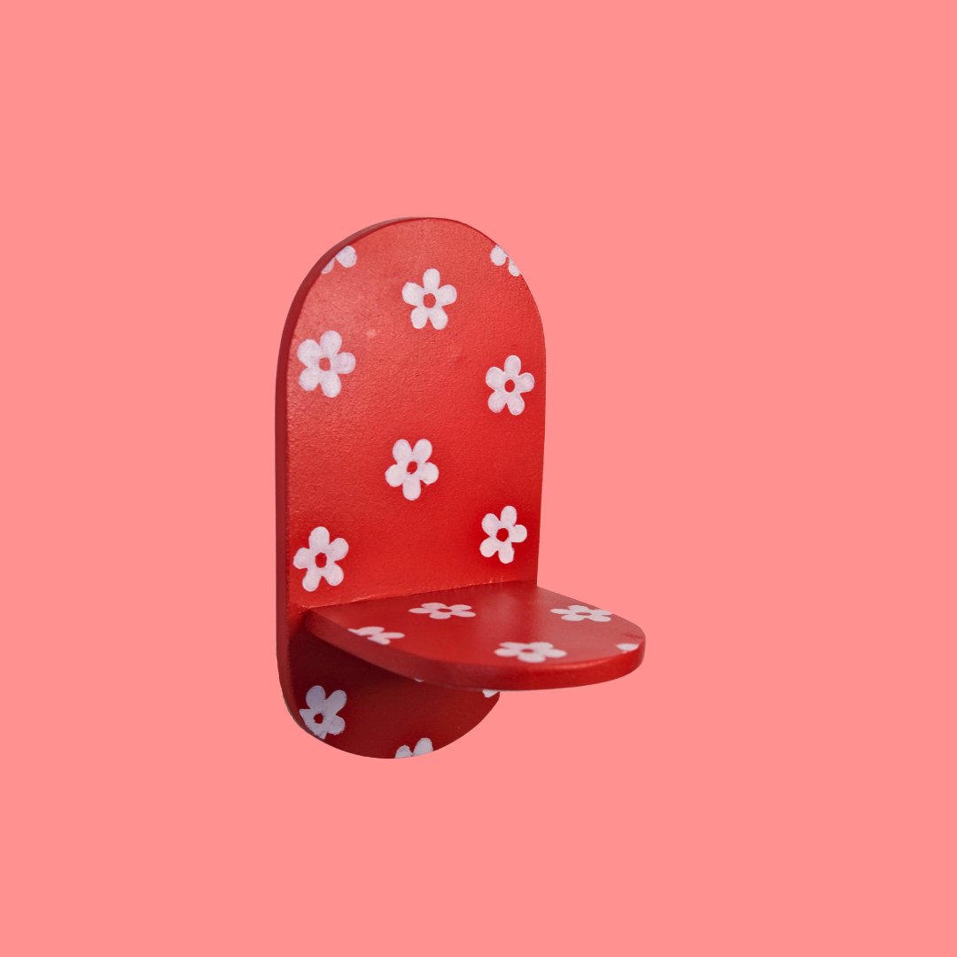 Estantería Oval Floral: Rojo/Blanco