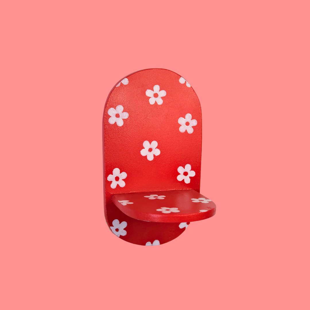 Estantería Oval Floral: Rojo/Blanco