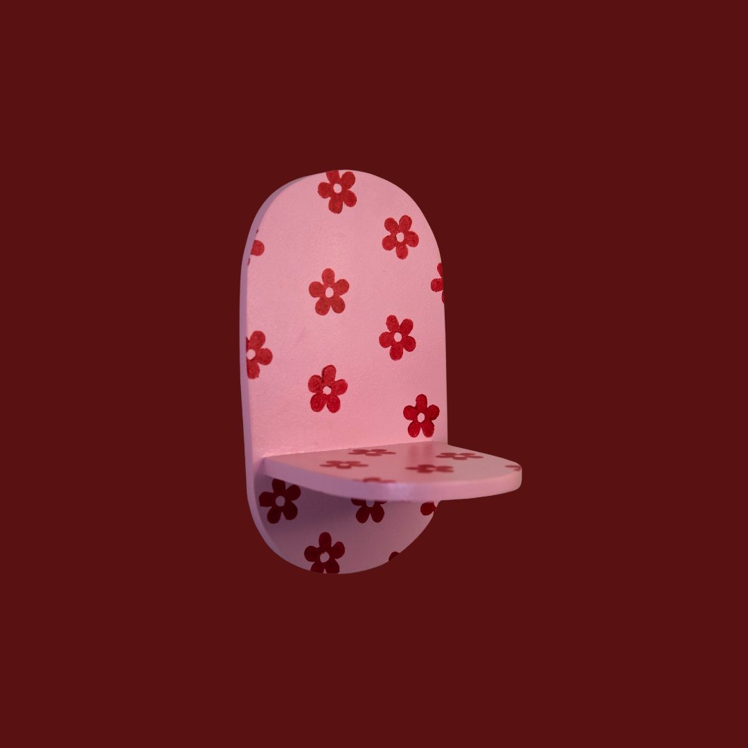 Estantería Oval Floral: Rojo/Rosa