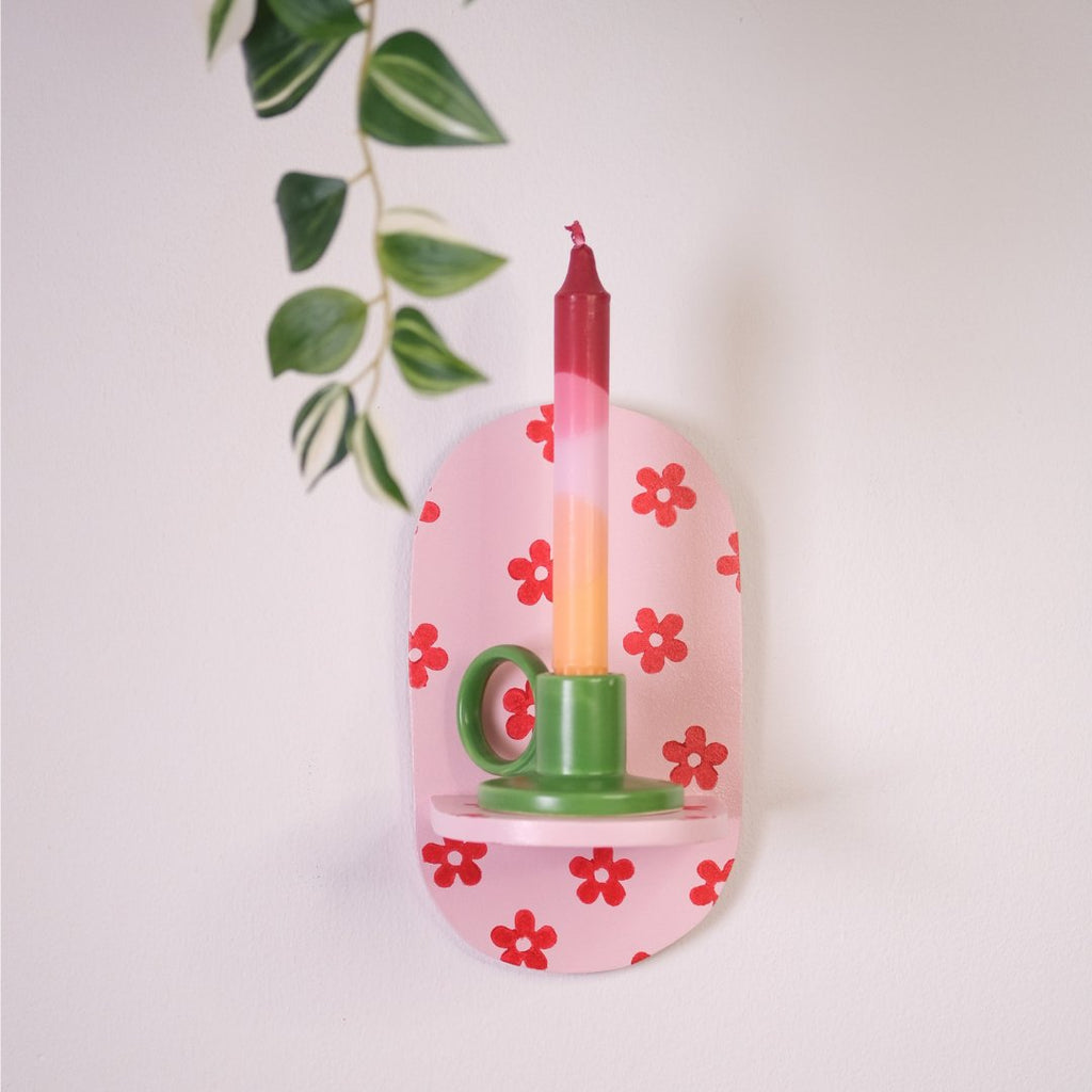 Estantería Oval Floral: Rojo/Rosa