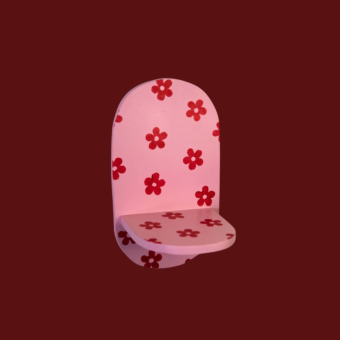 Estantería Oval Floral: Rojo/Rosa