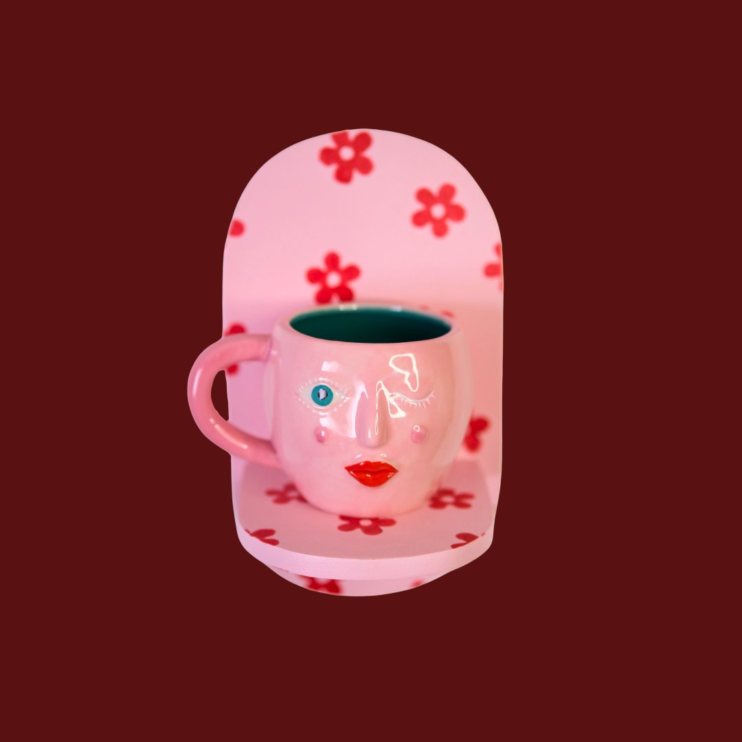 Estantería Oval Floral: Rojo/Rosa
