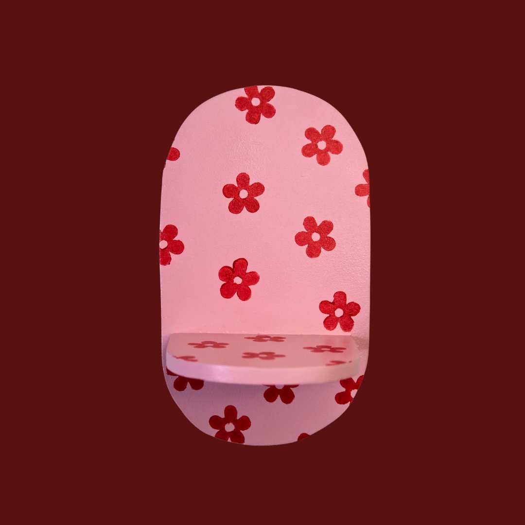 Estantería Oval Floral: Rojo/Rosa