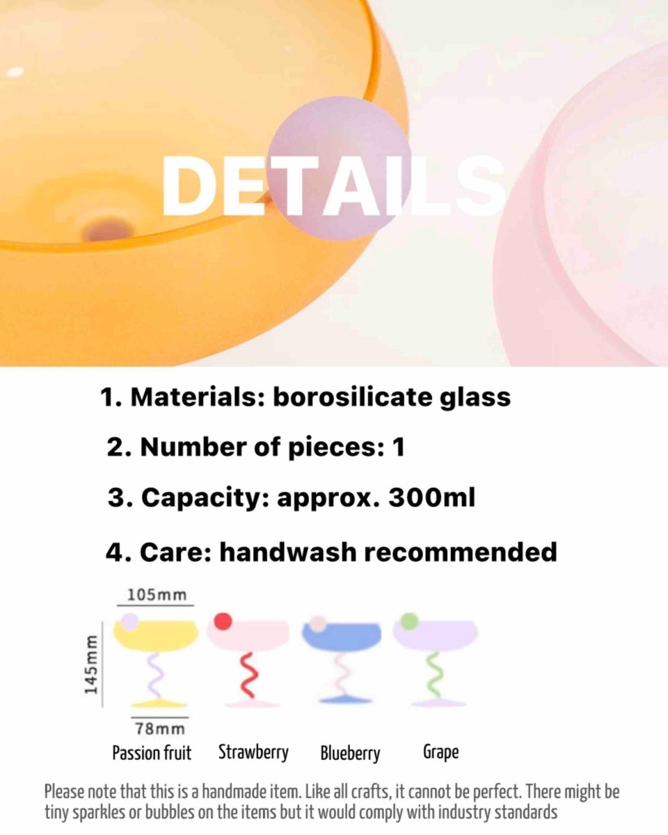 Jelly Bean Wine Glass - Whimsical Eclectic Dopamine Cocktail Coupe - Home Decor