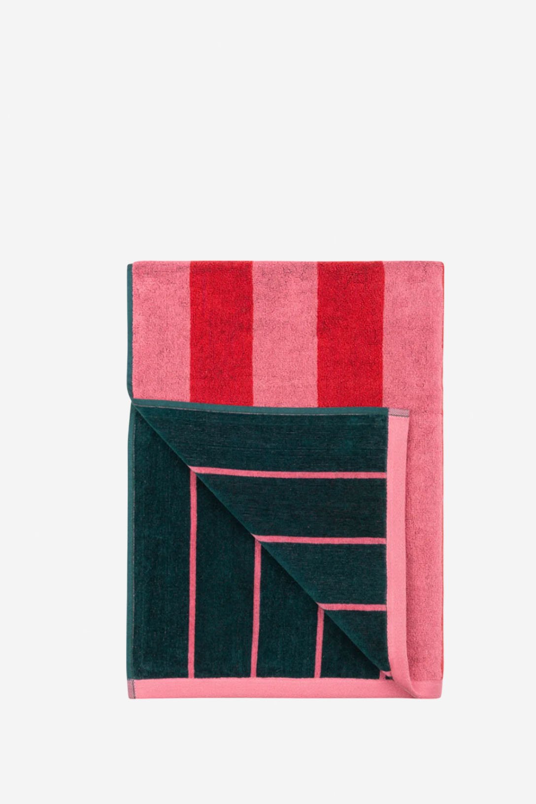 Toalla reversible verde y rosa - Toallas de playa