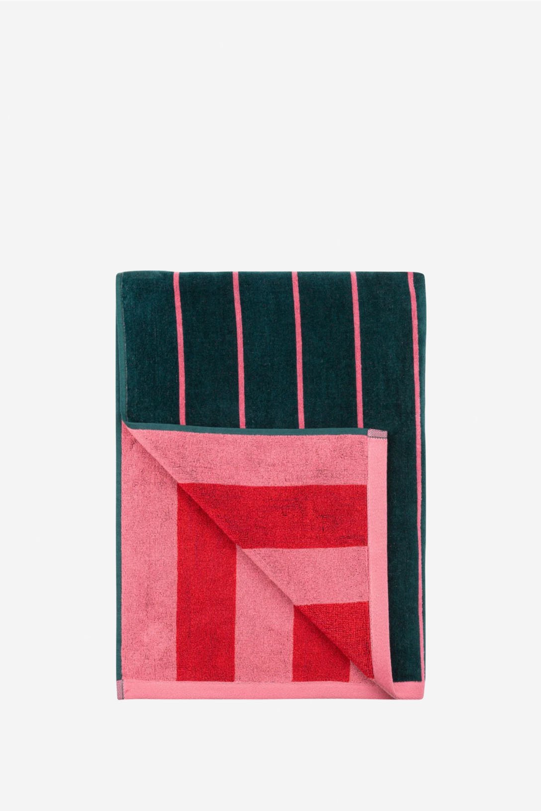 Toalla reversible verde y rosa - Toallas de playa