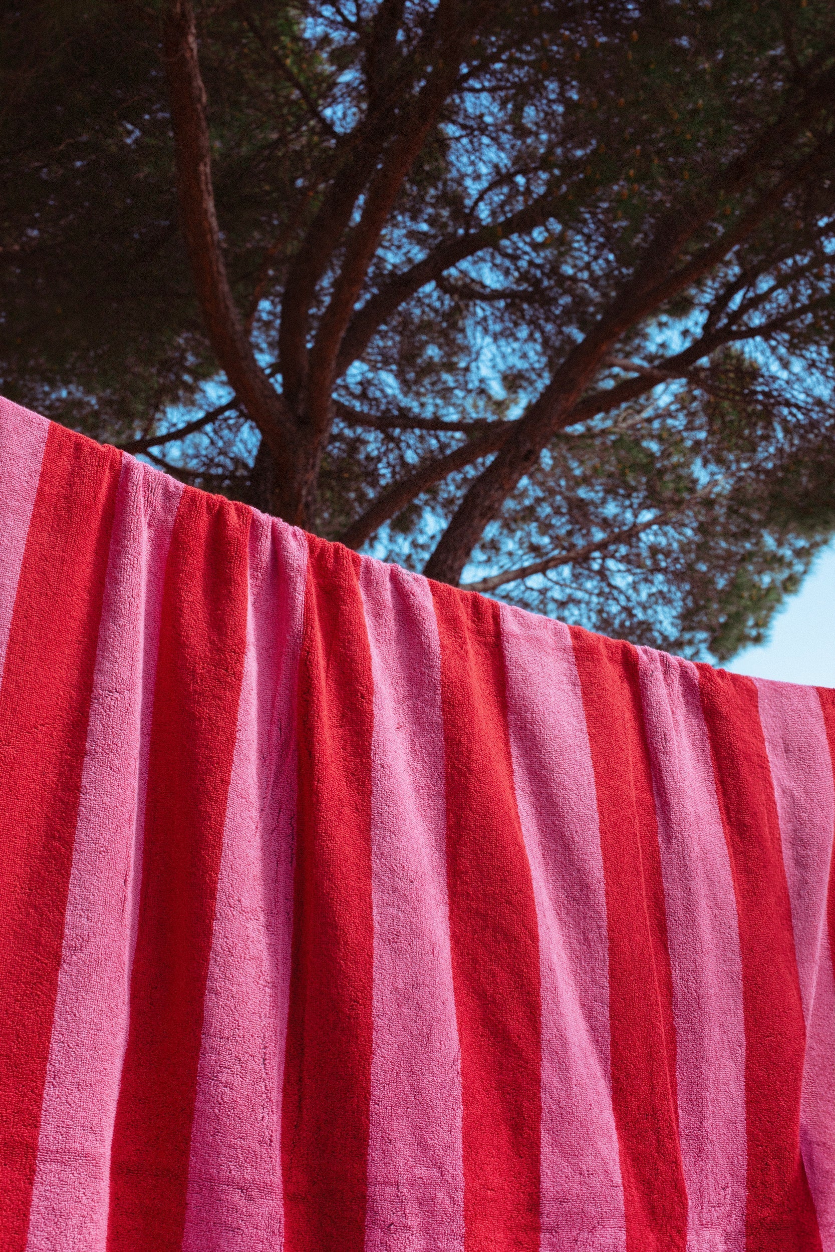 Toalla reversible verde y rosa - Toallas de playa